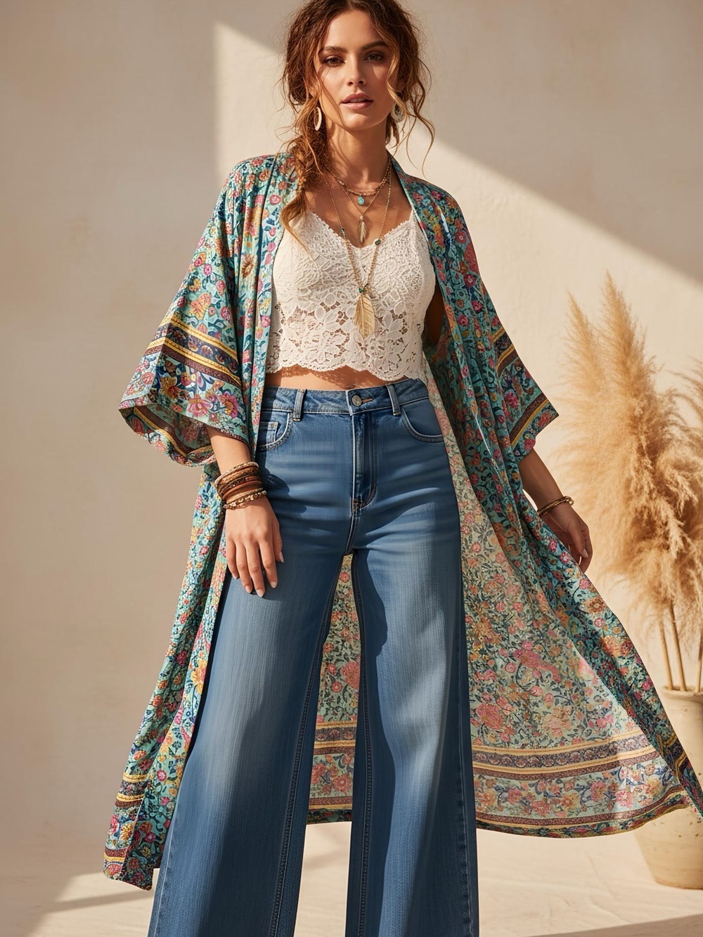 Marleylilly floral Kimono open front, oversized one size fits most.